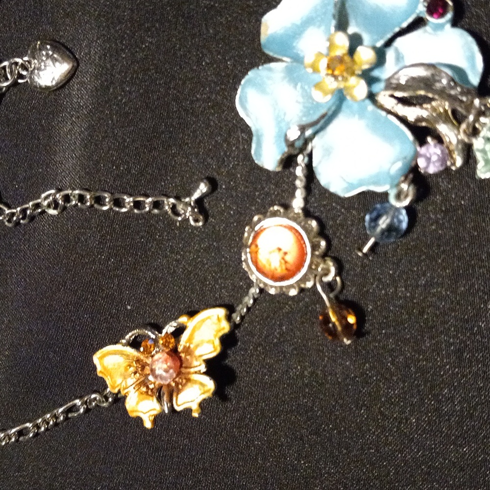 Betsy Johnson Floral Silver Necklace with Multicolor Enamel Accents - Picture 4 of 6